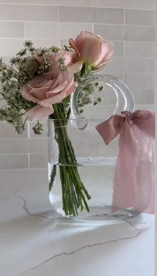 Bag Shaped Glass Vase (White)