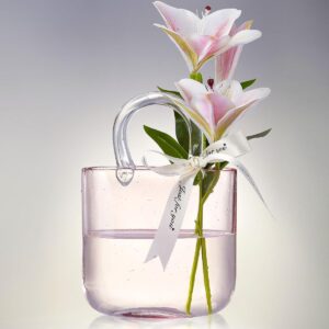 Bag Shaped Glass Vase (Pink)